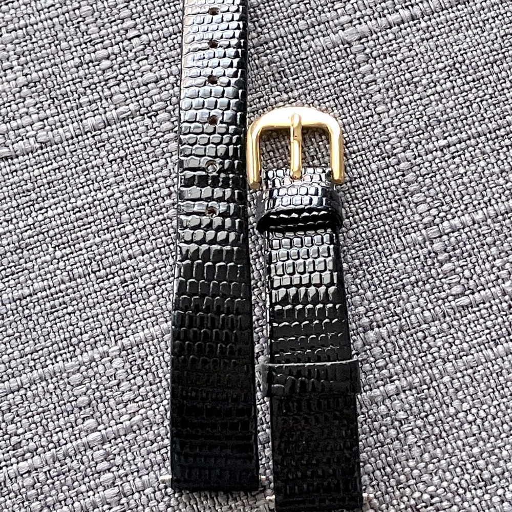 Genuine black leather STULLER Size 12 watchband